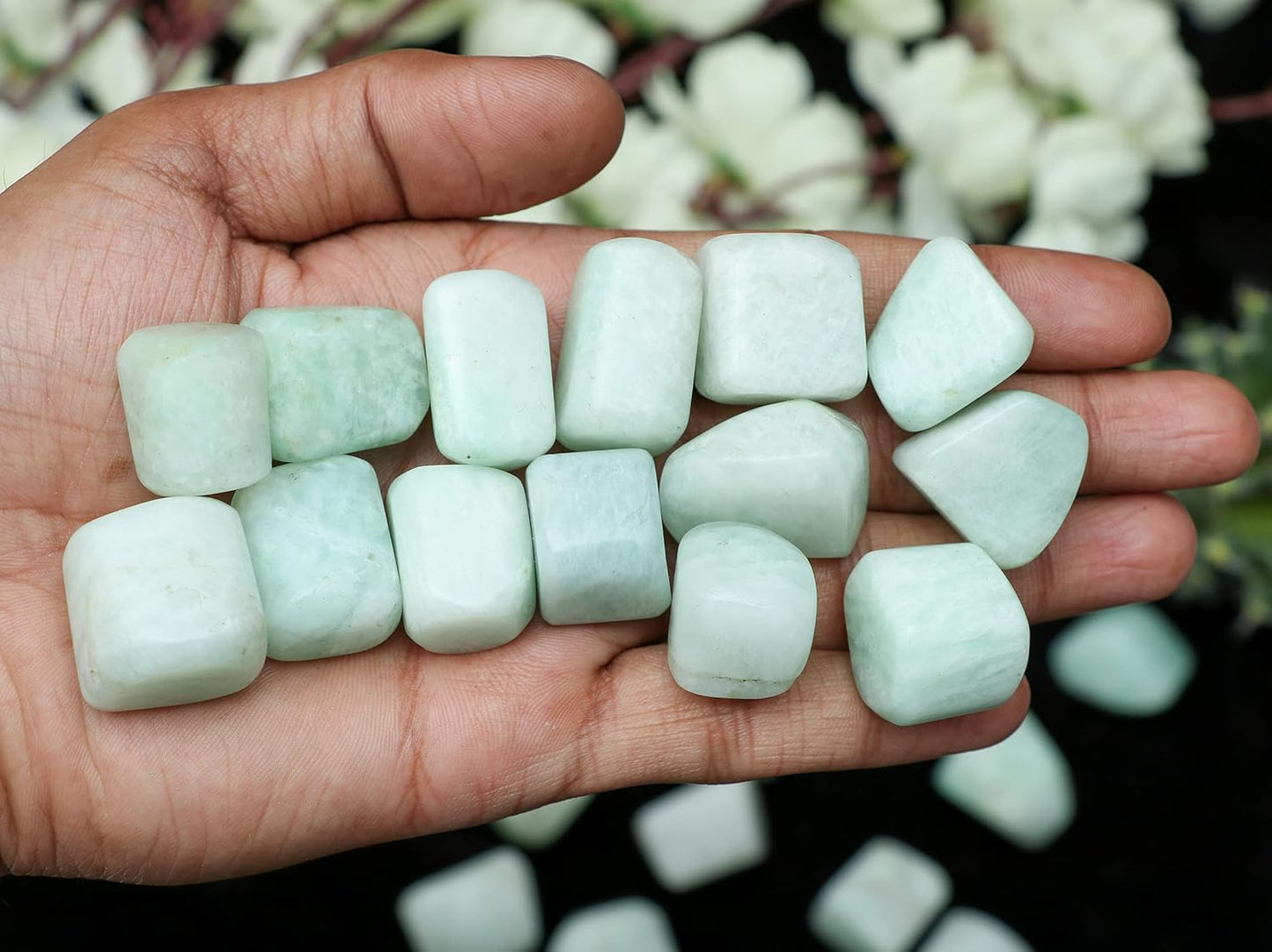 Crocon 1LB Amazonite Tumbled Stones and Crystals bulk 2000+ Carats Natural Crystal Kit for Reiki Healing Crystal Polished, Tumble Stones, Chakra Balancing, Reiki Gift, Home Decor Size : 20-25 mm