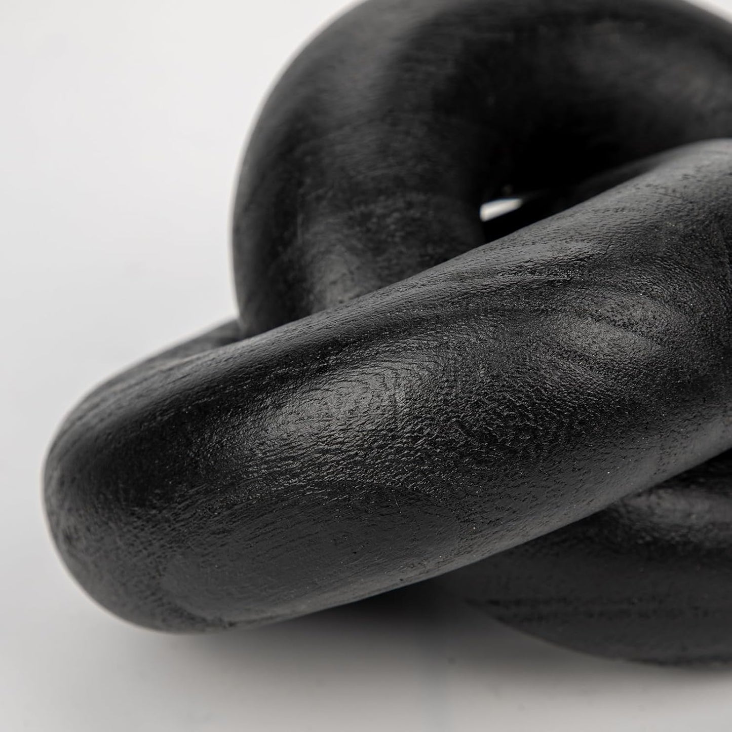 Table Decor Handcrafted Wooden Knot Sculpture Decor – Modern Nordic Style Decorative Accent for Home, Office, Shelf, and Console Table – Matte Black Finish, 7"x4.7"