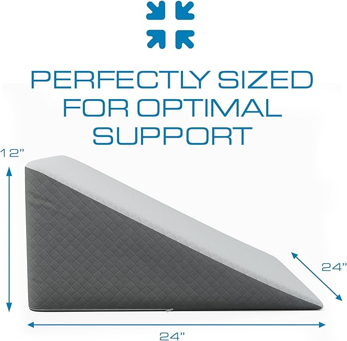 Kölbs Bed Wedge Pillow for Sleep Apnea, Sleeping Comfort, Relaxing, Acid Reflux, Heartburn and Back Pain Relief. Cushion for Sitting Up in Bed. Memory Foam Top, Chic Jacquard Washable Cover.