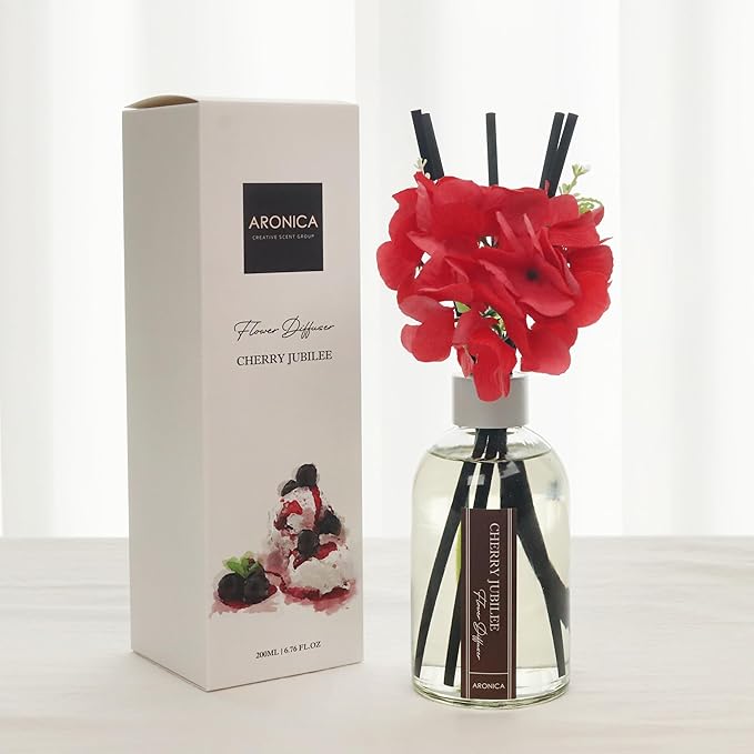 Aronica Red Bathroom Decor, Cherry House Decor Fall Nick Nacks, Apartment Accessories for Small Desk, Christmas Decor Ideas for Little Office Space, Poppy Themed Reed Diffuser