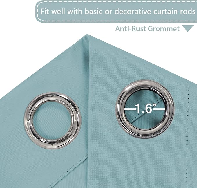 H.VERSAILTEX Blackout Patio Curtains 100 x 84 Inches for Sliding Door Extral Wide Blackout Curtain Panels Thermal Insulated Room Divider - Grommet Top, 7' Tall by 8.5' Wide - Mineral Blue