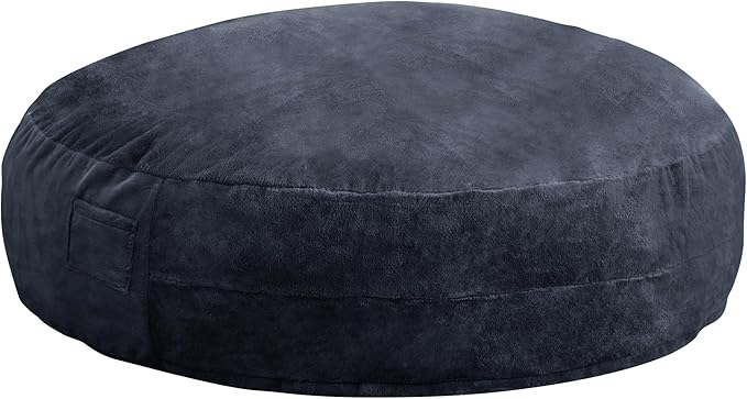 Hobestluk 6ft Bean Bag Chairs for Adults Large Beanbag Chair with Plush Faux Fur Cover Big Bean Bag Chair for Living Room Bedroom Dorm Office - Dark Grey (70" x 70" x 15")