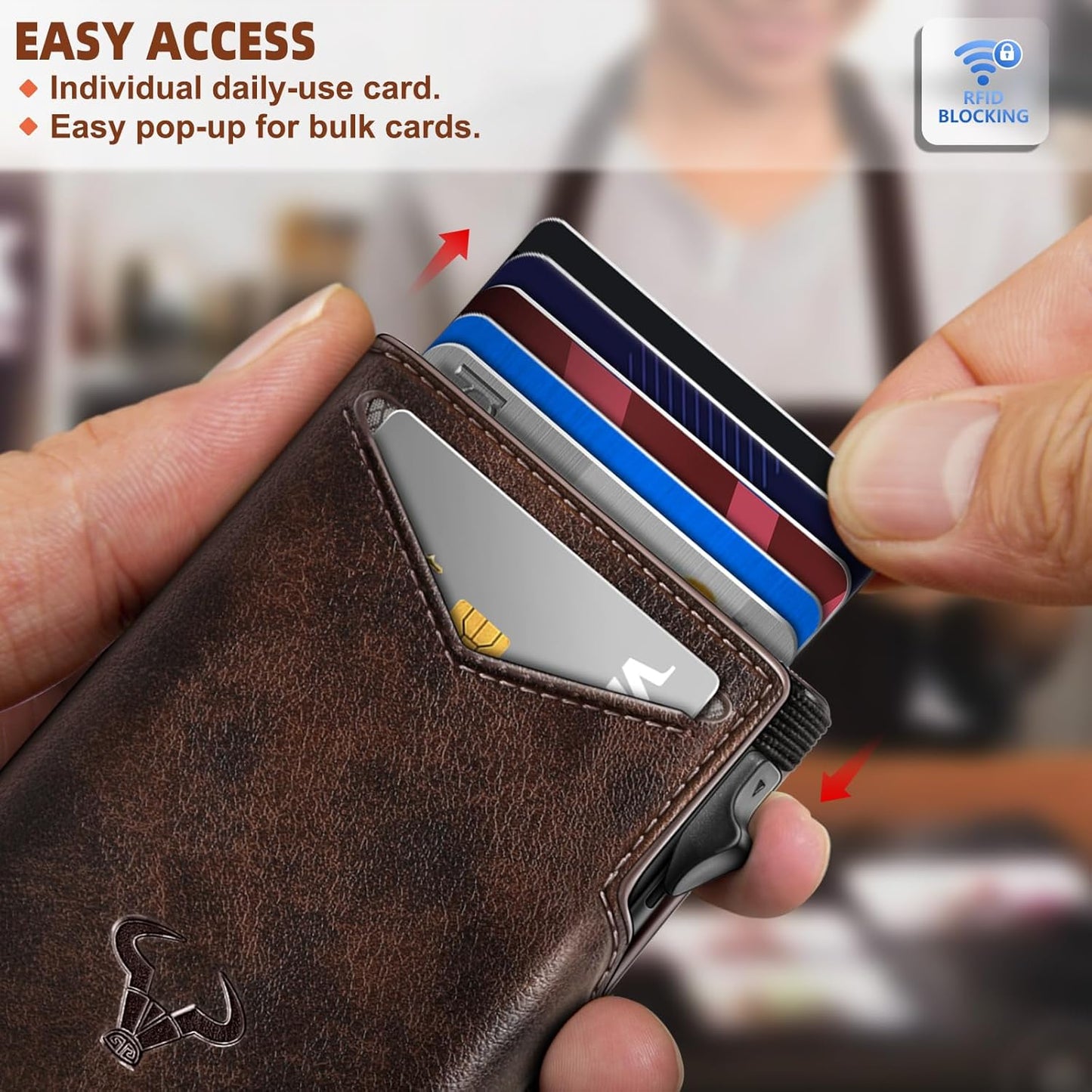BULLIANT Men Airtag Wallet,Slim Front Pocket Wallet Money Clip for Men Gift 3.8"x2.7",Pop-up Access