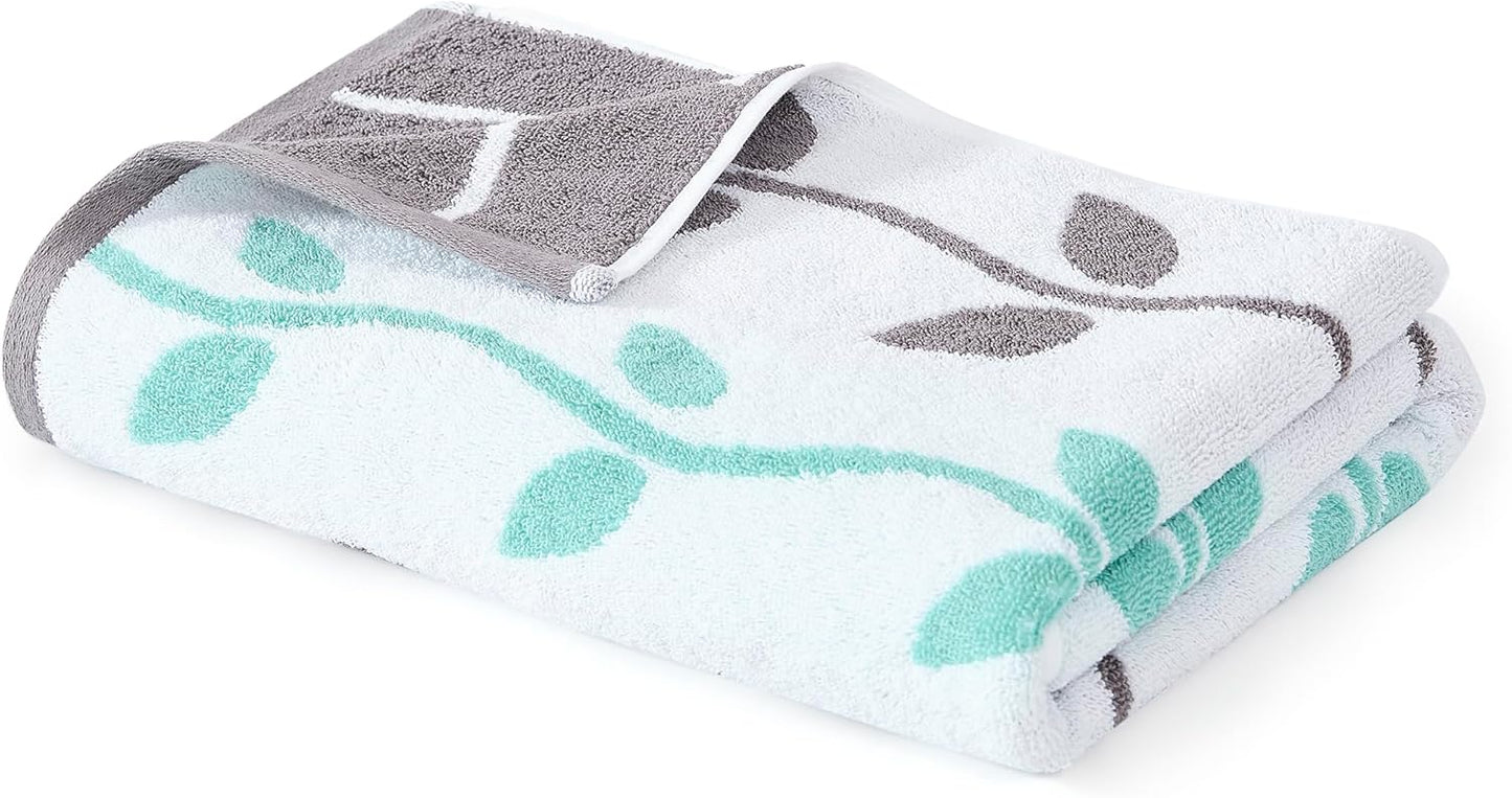 Modern Threads Organic Vines 6-Piece 100% Cotton Towel Set – Yarn Dyed Jacquard & Solid – Includes 2 Bath Towels, 2 Hand Towels, 2 Washcloths – Absorbent, Quick Dry, Soft & Durable – Aqua