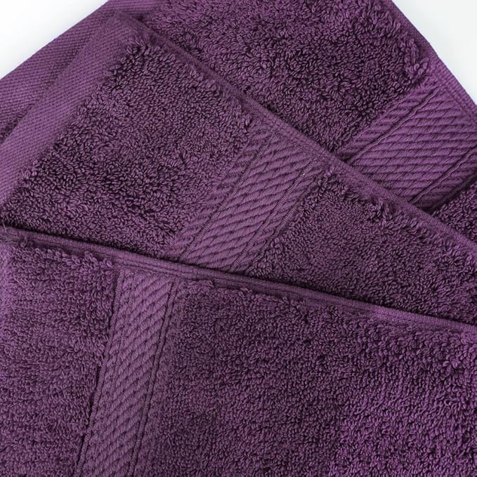 Superior Egyptian Cotton Pile 3 Piece Towel Set, Includes 1 Bath, 1 Hand, 1 Face Towel/Washcloth, Ultra Soft Luxury Towels, Thick Plush Essentials, Guest Bath, Spa, Hotel Bathroom, Plum
