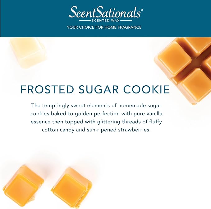 Scentsationals Wax Melts, Wax Cubes Strong Scent - Frosted Sugar Cookie - Long Lasting Scented Wax Melts for Warmer, 10oz (24-Cubes)