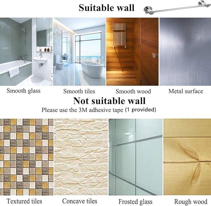 JiePai Suction Cup Towel Bar 24 Inch,Removable Modern Vacuum Suction Towel Holder for Bathroom Door Adhesive Towel Bar Suction Towel Rack Holder