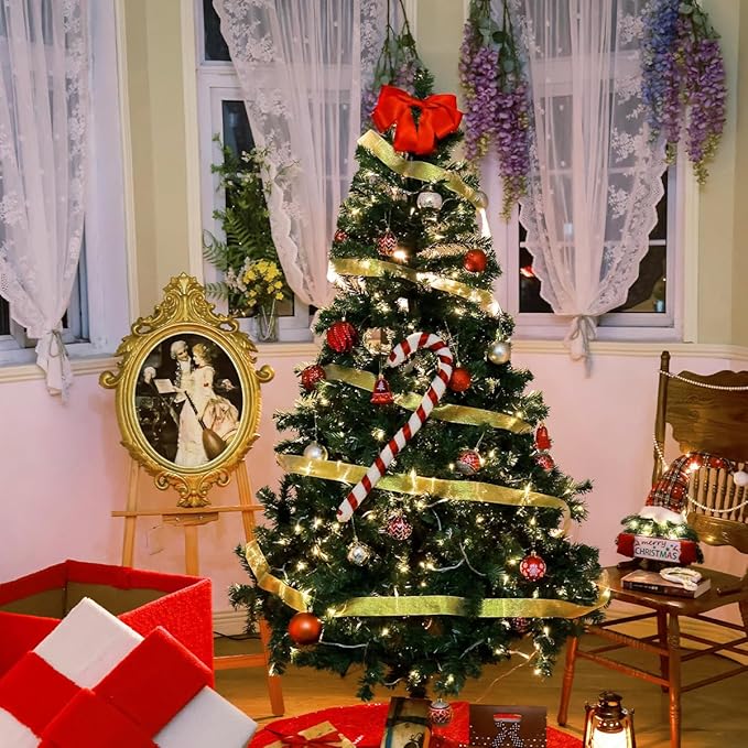 4ft Artificial Christmas Tree, Arbol de Navidad with 450 Branch Tips, Premium North Valley Spruce with Fold-Able Base Stand, Xmas Tree for Home, Office, Shop Decoration