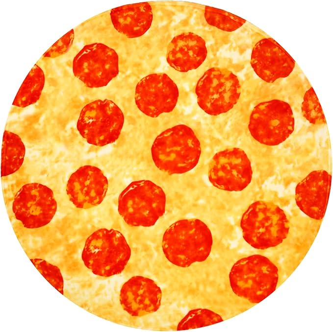 Vessia Pizza Printed Throw Blanket, Realistic Funny Round Food Blanket for Adults and Kids, 300GSM Novelty Pepperoni Pizza Throw for Couch, Sofa, Bed, Fun Comfy Cozy Gifts for Boys, Girls, 47 inches