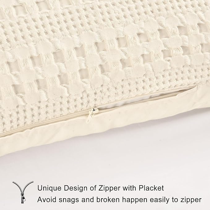 PHF Waffle Weave Body Pillowcase with Zipper, 1 Pack 100% Cotton 20" x 54" Pillow Sham, No Insert, Soft & Breathable Pillow Case, Aesthetic Woven Body Pillow Cover for Bedroom Decor, Undyed