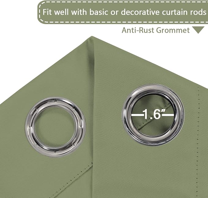 H.VERSAILTEX Blackout Patio Curtains 100 x 108 Inches Solid Thermal Insulated Grommet Blackout Curtains/Drapes for Sliding Door Extral Wide Curtain Panels Room Divider, 9' Tall by 8.5' Wide - Sage