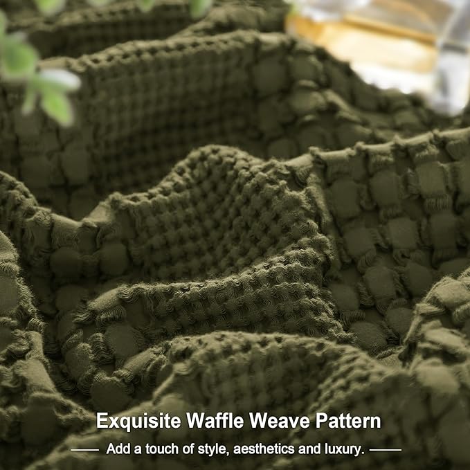 PHF 100% Cotton Waffle Pillow Shams King Size, 2 Pack 20" x 36" Soft Skin-Friendly Pillowcases, No Filling, Aesthetic Woven and Breathable Waffle Weave Pillow Case Covers for Bed, Capulet Olive