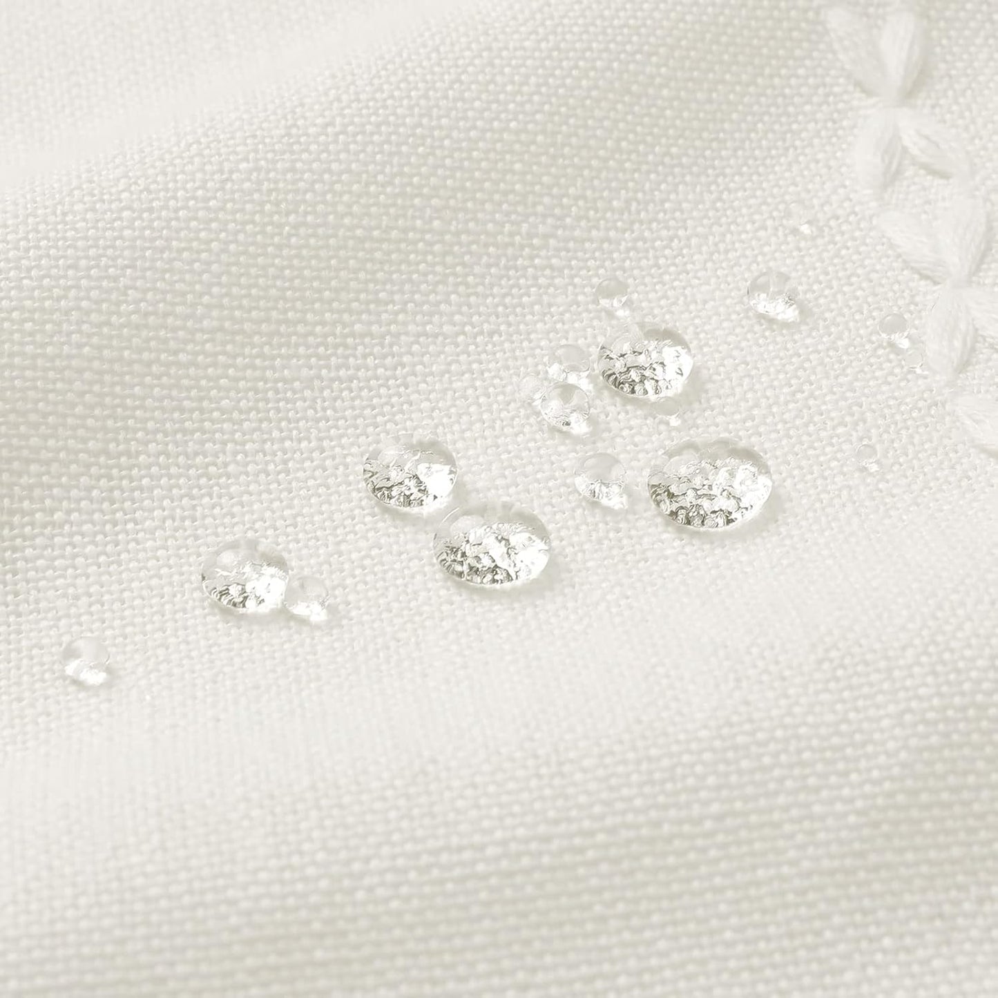 MitoVilla Boho Farmhouse Fabric Shower Curtain Set, Ivory Polyester Linen Shower Curtains for Vintage Rustic Bathroom Decor, Modern Neutral Wrinkle Resistant Cloth Shower Curtain, 72 x 72