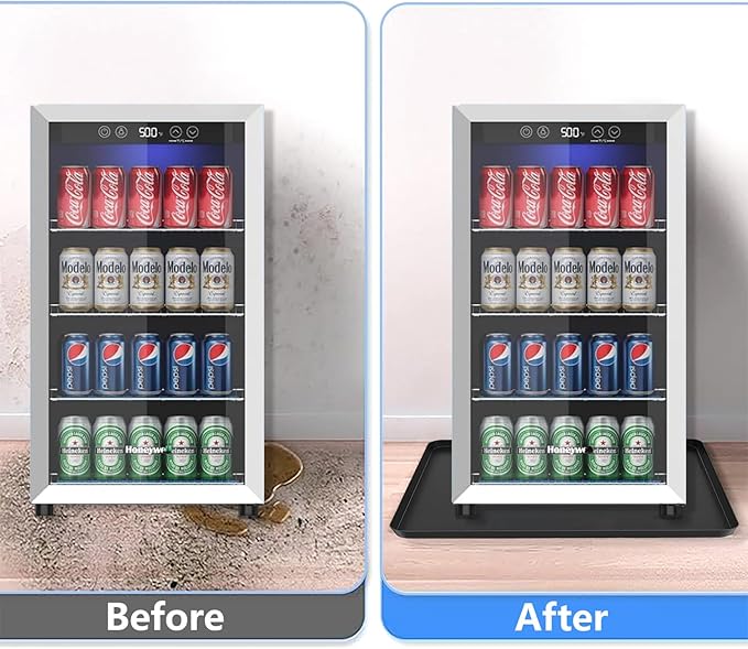Mini Fridge Mat, 24x24 Inch Silicone Protective Drip Tray with Raised Edge - Leak Proof Floor Guard for Water Dispenser, Washer, Dryer, Pet Bowls - Easy Clean & Foldable