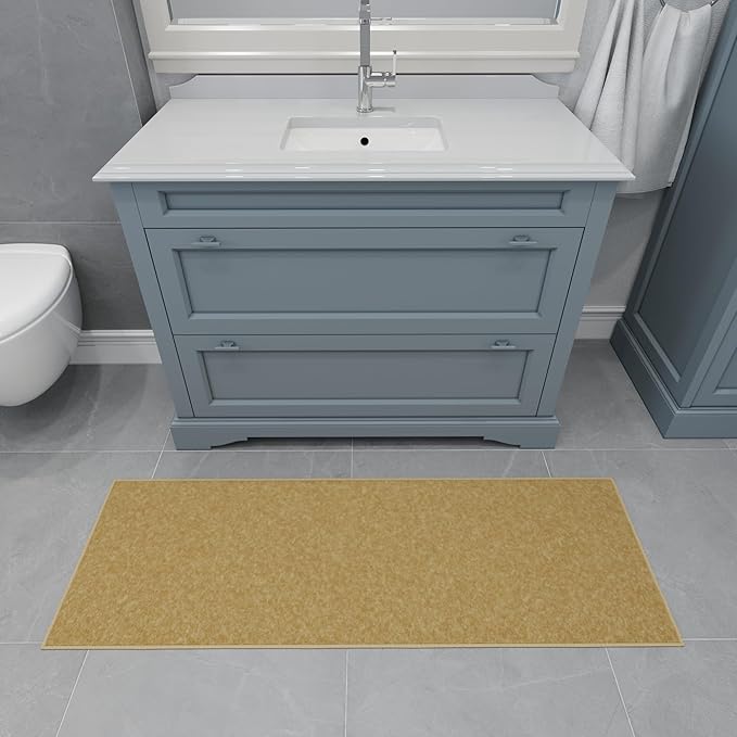 Ottomanson Hallway Runner Rug 2'2" x 6' Non Slip Solid Area Rugs Easy to Clean Laundry Rug Runner Durable & Pet Friendly Floor Carpet Runners for Hallways Entryway Living Room Kitchen, Beige