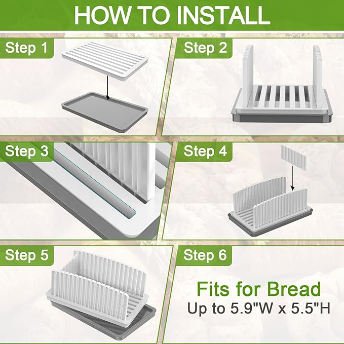 HHXRISE Bread Slicer for Homemade Bread, Adjustable Bread Slicer Guide with Crumb Tray, Plastic Bread Loaf Slicing for Kitchen Homemade Sourdough Rounds,Sandwich Cutter