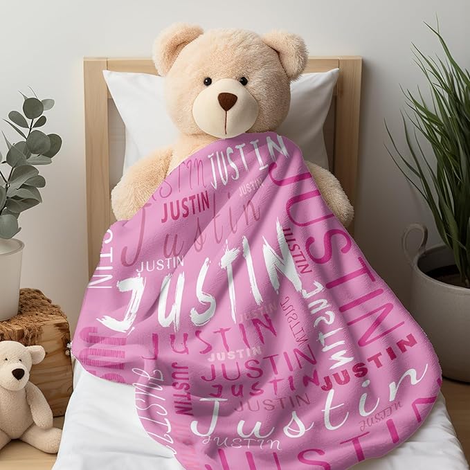 Ship Next Day, Custom Name Blanket - Printed in USA, Personalized Baby Blankets for Girls, Baby Blanket with Name, Ultra-Soft Cozy Fleece Blankets, Gifts for Boys & Girls Kids Teen Girl New Mom