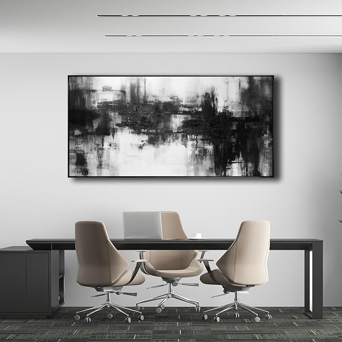 VHMING Abstract Wall Art Large Size Framed Modern Minimalist Canvas Painting Living Room Decor 30"x60"