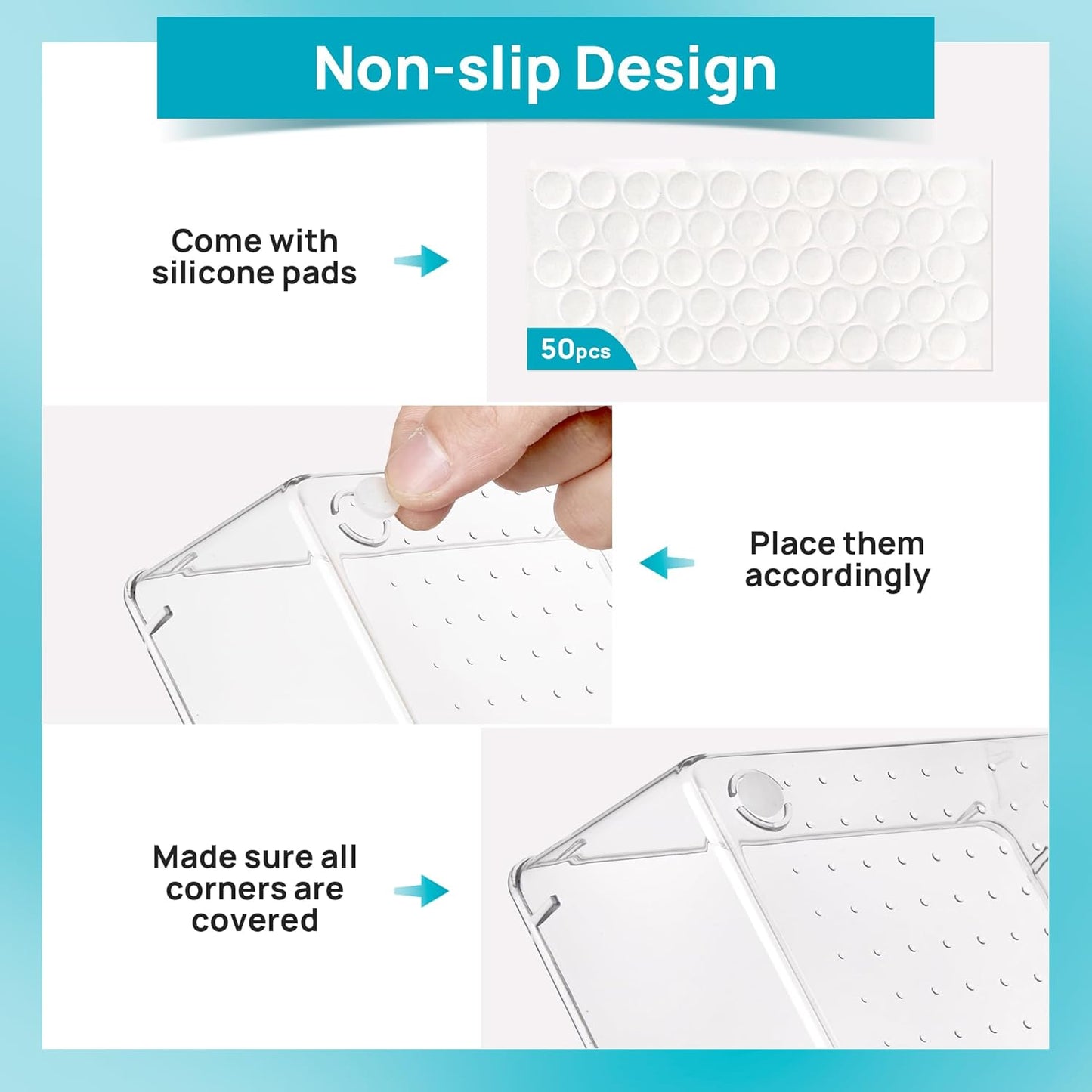 Vtopmart 10 Pcs Makeup Drawer Organizer Bins Set, 4 Size Plastic Makeup and Vanity Organizer Trays, Clear Acrylic Vanity Storage Containers for Cosmetics, Toiletries, Jewelry, Gadgets, Office Supply