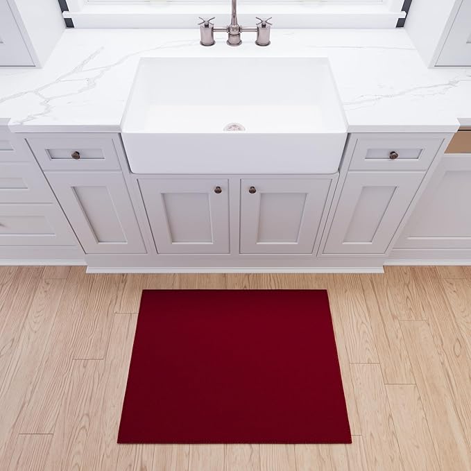 Ottomanson Rugs for Entryway 2'3" x 3' Non Slip Solid Small Area Rugs Durable Front Door Mat Rug Stain Resistant Entrance Rugs for Bathroom Kitchen Bedroom & Living Room, Red