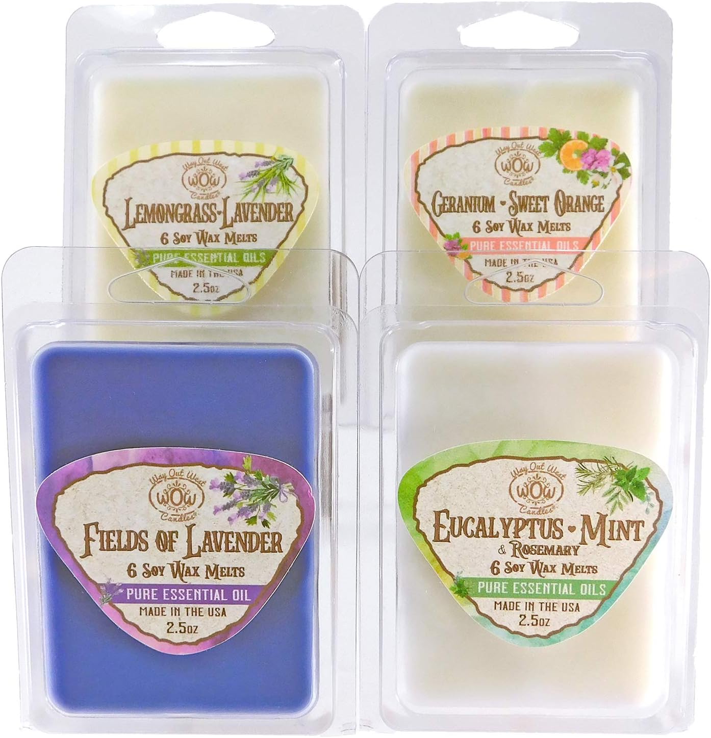 Scented Wax Melts for Wax Warmers - Fragrant Air Freshener - 4 Pack Assorted Set of 6 Melt Cubes - Handmade in USA