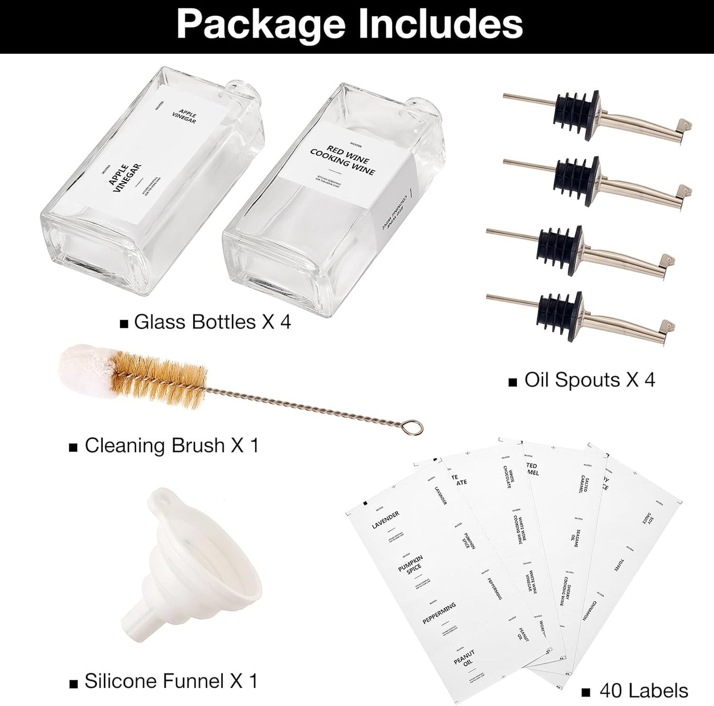 Olive Oil Dispenser Bottle for Kitchen, 16.9 oz/ 500 ml Soy Sauce Dispenser, Cooking Vinegar Dispenser Set, Glass Oil Cruet with Pourer Spouts, Coffee Syrup Dispenser