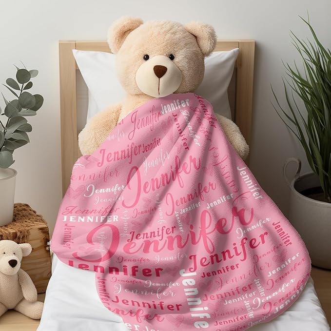 Ship Next Day, Custom Name Blanket - Printed in USA, Personalized Baby Blankets for Girls, Baby Blanket with Name, Ultra-Soft Cozy Fleece Blankets, Gifts for Boys & Girls Kids Teen Girl New Mom
