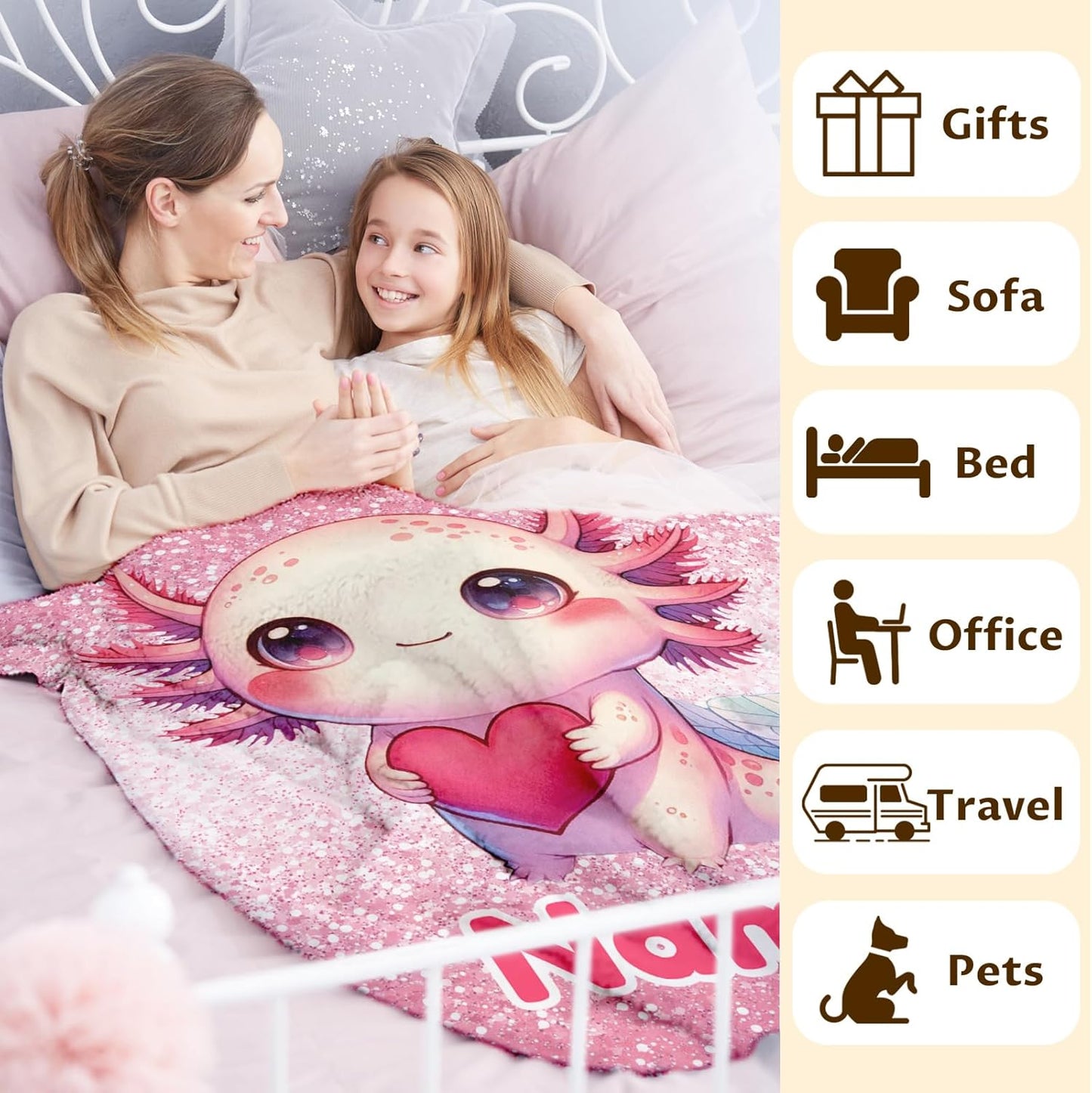 Kids Girls Blanket Personalized Blanket for Women Gift for Birthday, Soft Cute Warm Lightweight Throw for Bed Living Room Home Decor