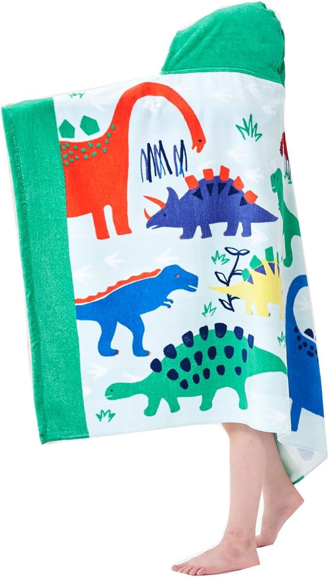 Kids Bath Towels, Kids Towel Girls Boys Hooded Beach,Bathroom,Pool Swim Towels 30 × 50 INCH Large Size Ultra Absorbent Cute Cartoon Animal Full Vitality 100% Cotton Dinosaur Towel| Dino