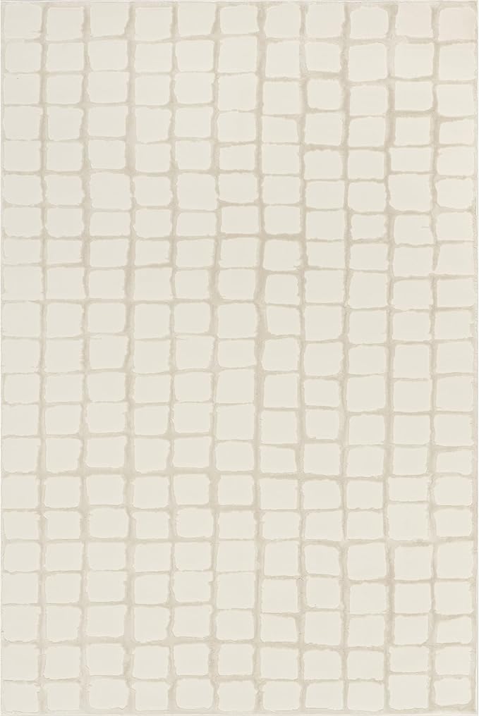 nuLOOM 5' x 8' Indoor Area Rug, 100% Recycled PET, Machine Washable, Oeko-TEX Certified, Medium Pile, Pet-Friendly, Eunice Modern Beige