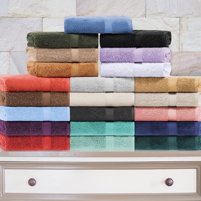 Superior Egyptian Cotton Pile Face Towel/Washcloth Set of 6, Ultra Soft Luxury Towels, Thick Plush Essentials, Absorbent Heavyweight, Guest Bath, Hotel, Spa, Home Bathroom, Shower Basics, Red