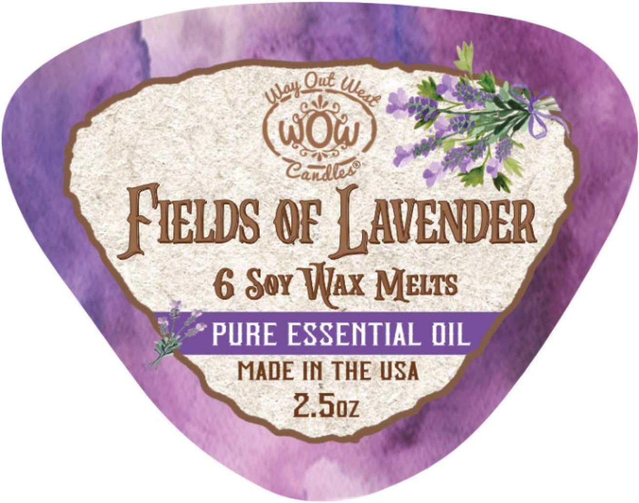 Scented Wax Melts for Wax Warmers - Highly Fragrant Air Freshener - 4 Pack Set of 6 Melt Cubes with Essential Oils - Made in USA by Way Out West Candles (4, Fields of Lavender)