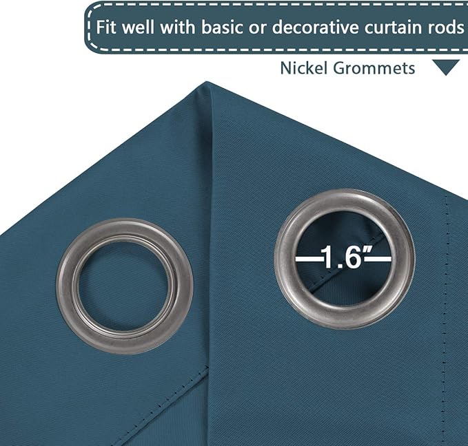 H.VERSAILTEX Blackout Patio Curtains 100 x 84 Inches for Sliding Door Extral Wide Blackout Curtain Panels Thermal Insulated Room Divider - Grommet Top, 7' Tall by 8.5' Wide - Dark Teal