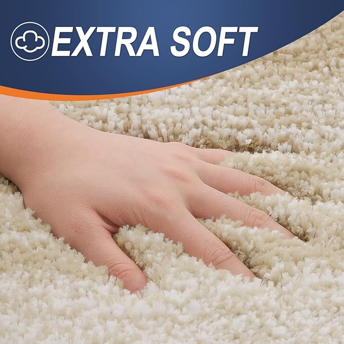 OLANLY Bathroom Rug Set 2 Piece, Soft Absorbent Microfiber Bath Mats and U-Shaped Contour Toilet Rug, Non-Slip, Machine Wash Dry, Plush Shaggy Bath Mats for Bathroom (24"x16"+24"x20", Tan)