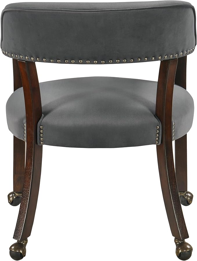 Dinning Chairs with Wheels and Arms Set of 6, Solid Wood Office Desk Chairs with Frosted Velvet Upholstered, Classic Swivel Accent Chairs, 31.5" H Boss Caption's Chair, Periwinkle XXY-HT22-PW