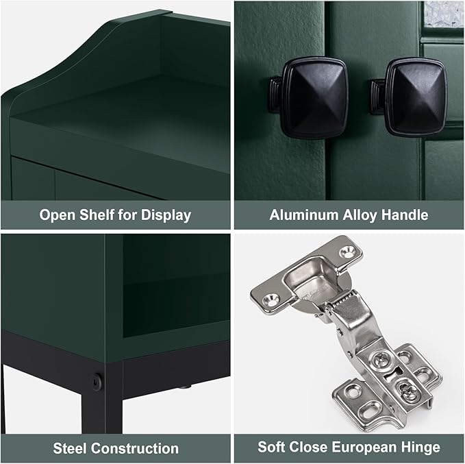 Over The Toilet Storage, Bathroom Over The Toilet Organizer, Above Toilet Storage with Double Doors and Soft Hinges Over Toilet Storage Shelf Over The Toilet Storage Cabinet (Forest Green)