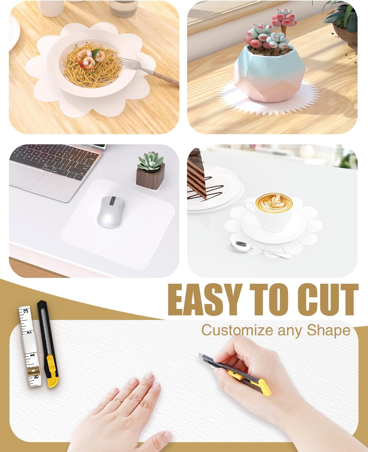 Drawer and Shelf Liner, Non-Adhesive Kitchen Cabinet Liners, Non Slip Shelf Paper Waterproof Washable Thickened for Dresser Pantry Shelve Bathroom Protector