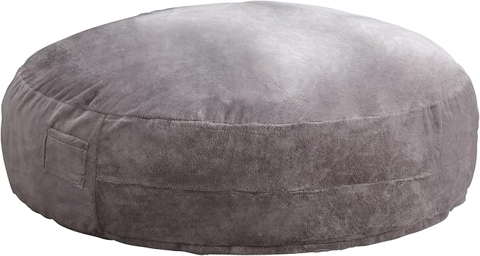 Hobestluk 6ft Bean Bag Chairs for Adults Large Beanbag Chair with Plush Faux Fur Cover Big Bean Bag Chair for Living Room Bedroom Dorm Office - Grey (70" x 70" x 15")