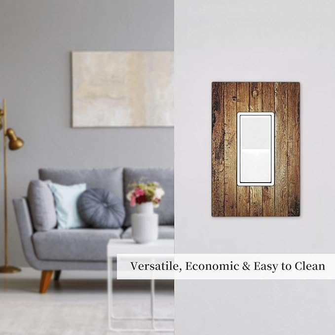 Rustic Brown Wood Natural Wooden Decorative Outlet Covers 1 Gang Single Rocker Wall Plates GFCI Faceplate Light Switch Cover Plate for Bedroom Home Decor