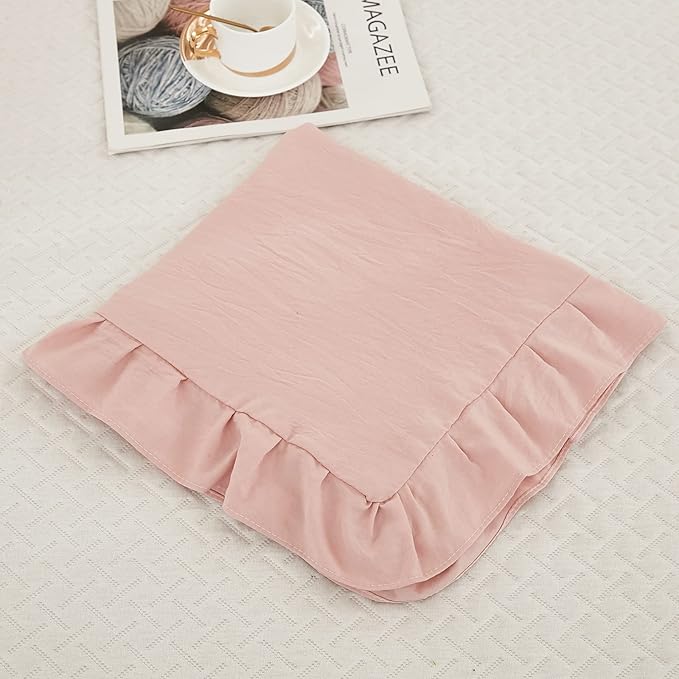 Pink Body Pillow Cover 20x54inches Long Pillowcase Ruffled Pillowcases Shabby Chic Ruffled Fringe Decor Body Ruffled Pillow Sham Cute Pillowcase (1 Body, Pink)