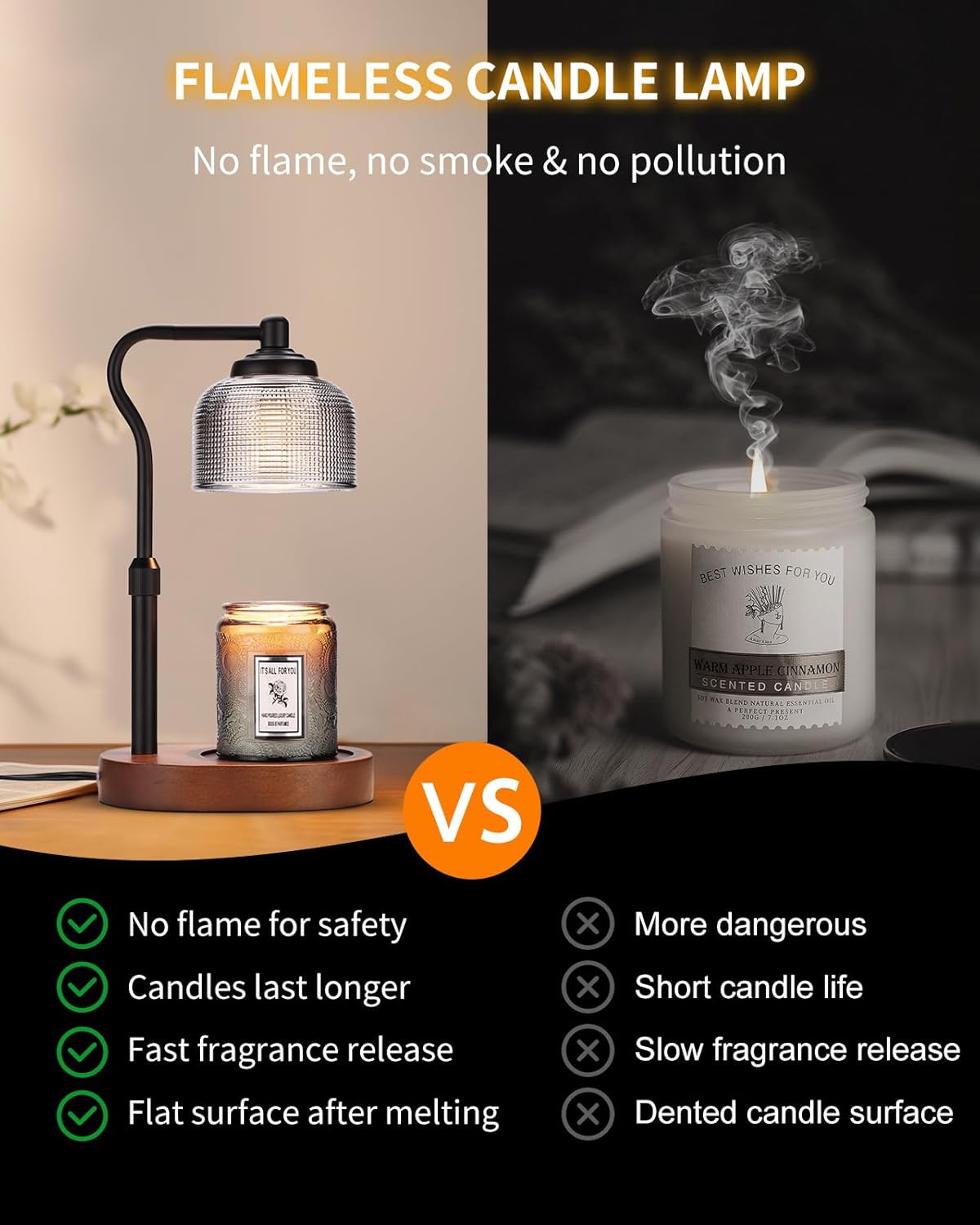 Candle Warmer Lamp with Timer, Electric Candle Warmer Adjustable Height, Mothers Day Gift for Mom, Dimmable Modern Candle Lamp with 3 Bulbs for Home Decor House Warming Gifts, Grey Glass