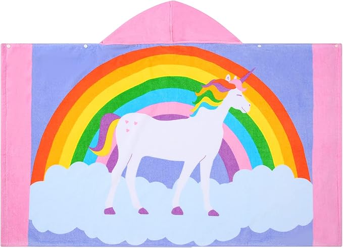 Kids Bath Towels, Kids Towel Girls Boys Hooded Beach,Bathroom,Pool Swim Towels 30 × 50 INCH Large Size Ultra Absorbent Cute Cartoon Animal Full Vitality 100% Cotton Wearable Wrap for Child