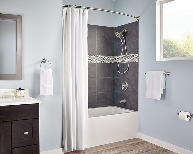 Moen Brushed Nickel Shower Curtain Rings with Double Hooks for Bathroom Shower Rod, (Pack of 12), SR2201BN