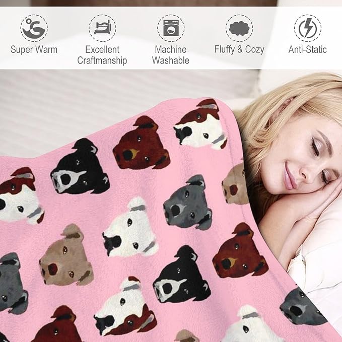 Throw Blanket for Teens Boys Girls and Adults Soft Warm Cozy Funny Midweight Food Flannel Blankets for Couch Sofa Bed Camping Travel Home Decor 50" X 60" (Dog, Custom)