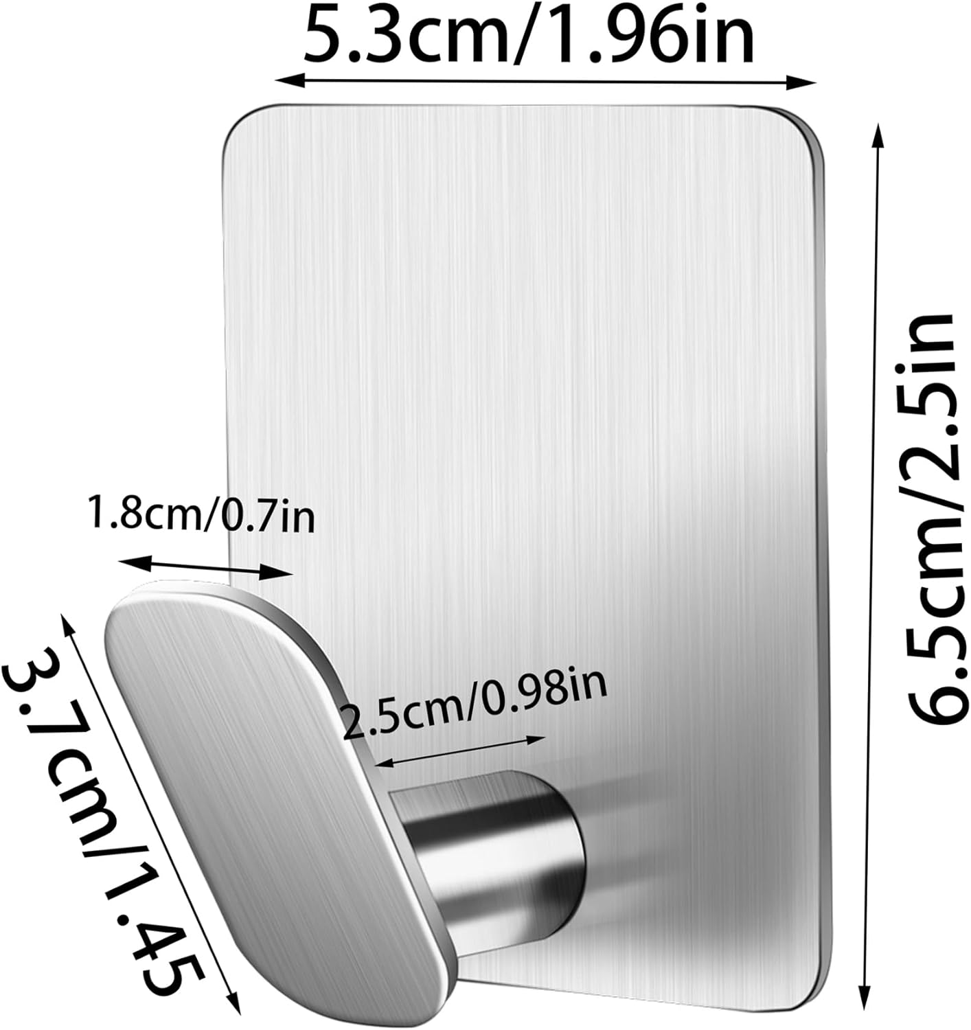 DELITON Towel Hooks for Bathrooms - 8 Pack Adhesive Wall Hooks for Hanging Robe Coat Stick on Hook No Damage SUS 304 Stainless Steel, Silver