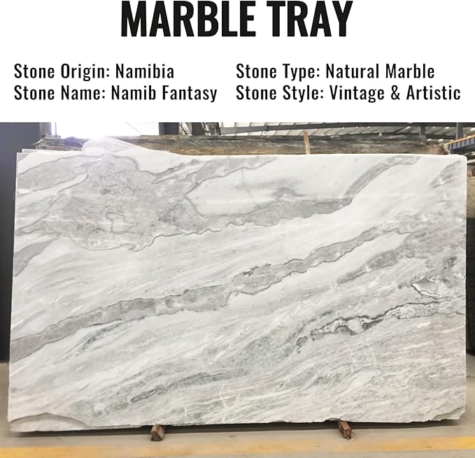 Koville African Natural Marble Decorative Tray, 12"x6" - Countertop Organizer, Catchall Tray for Perfume, Candles, Jewelry