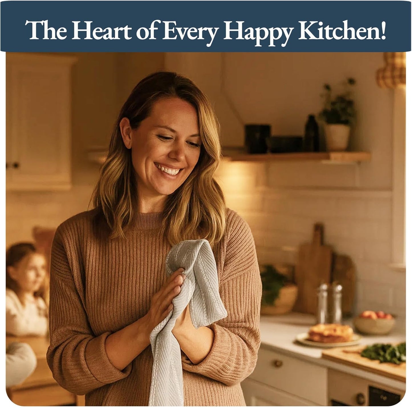 LANE LINEN Kitchen Towels Set - Pack of 4 Cotton Dish Towels for Drying Dishes, 18”x 28”, Absorbent Tea Towels, Quick Drying Kitchen Towel Set - Grey