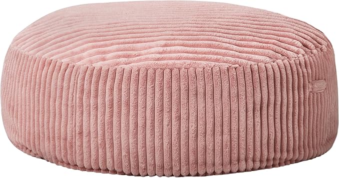 Hobestluk 6ft Bean Bag Chairs for Adults Large Beanbag Chair with Stripe Plush Cover Big Bean Bag Chair for Living Room Bedroom Dorm Office - Pink (70" x 70" x 15")