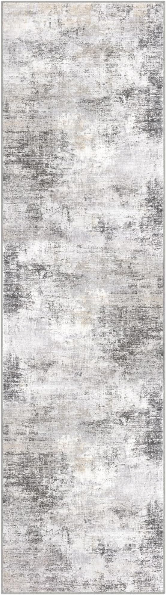 IOHOUZE Abstract Runner Rug 3x10 Ft Washable Runners for Hallways, Non Slip Kitchen Runner Printed Faux Wool Entryway Runner Indoor, Modern Abstract Floor Carpet for Hall Bedroom, Grey Beige