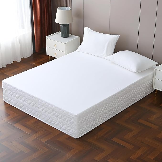 King Bed Skirt-Box Spring Cover with 14 Inch Tailored Drop,Wrinkle and Fade Resistant Hotel Wrap Around Bed Skirts,Bed Frame Cover (Checkered White, King)